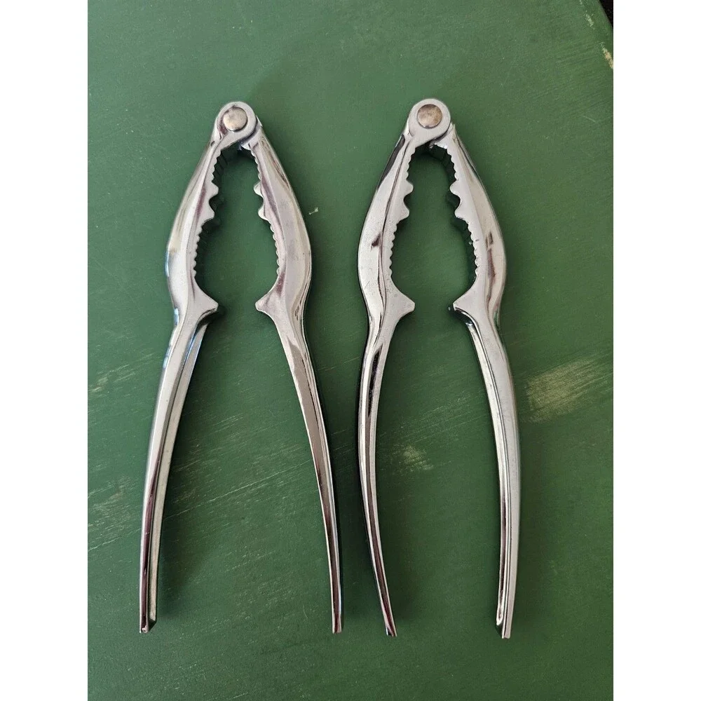 2 Metal Seafood Or Nut Crackers Silver Colored